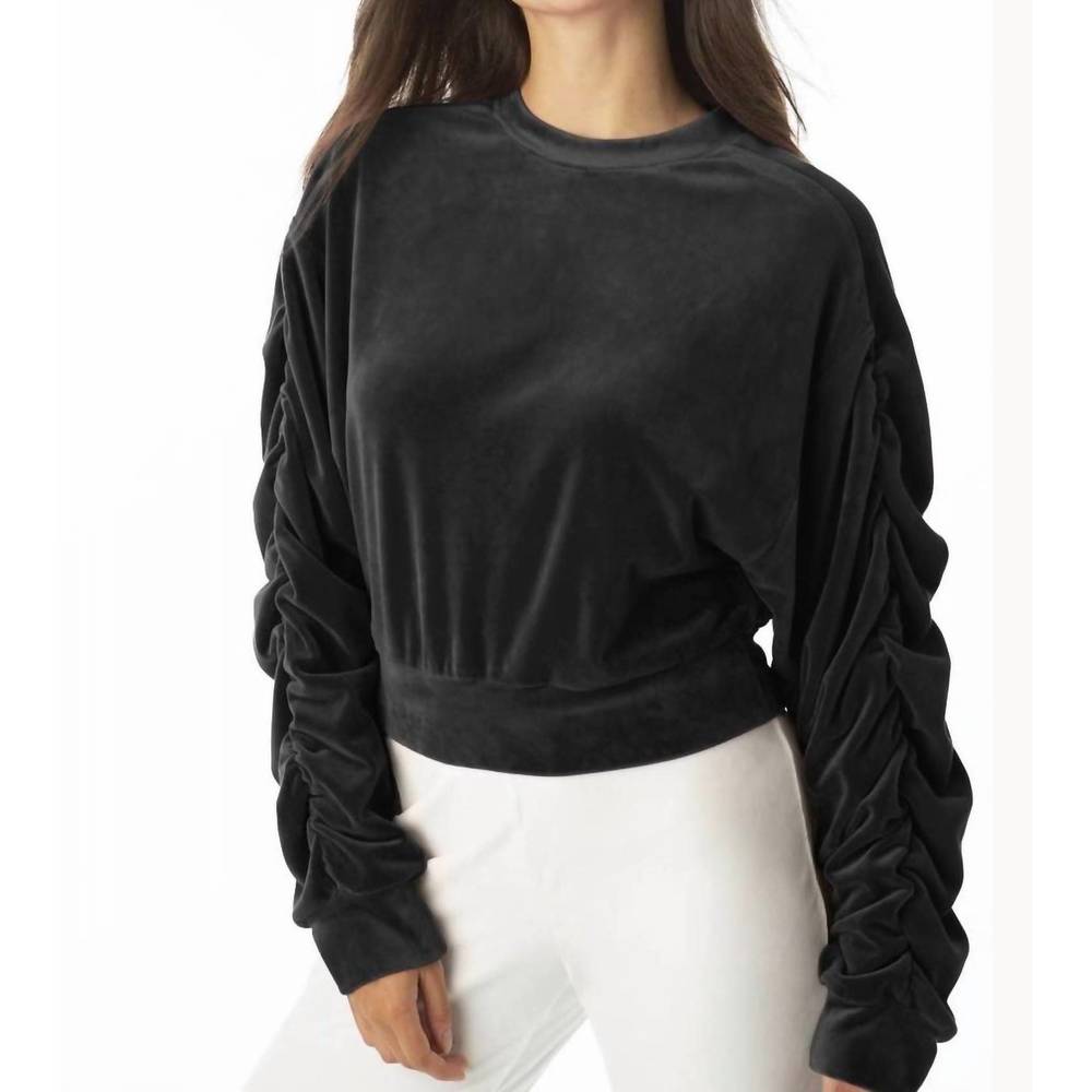 NEW JUICY COUTURE shirred sleeve crop top in cream soda - Picture 2 of 3